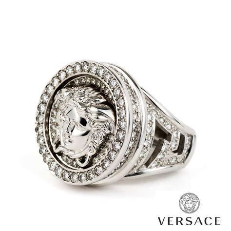 versace 18k white gold diamond ring|Versace gold ring 18k price.